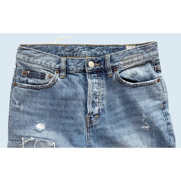 FREE PEOPLE / We The Free Denim Patchwork Button Fly Jeans Size 25 - Picture 3 of 8